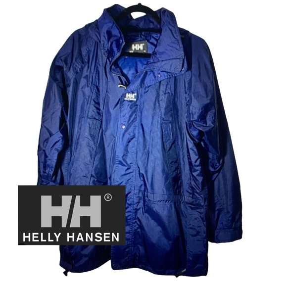 Helly Hansen Other - VINTAGE Helly Hansen Women's Packable Royal Blue Wind Tech Jacket Hooded Size L